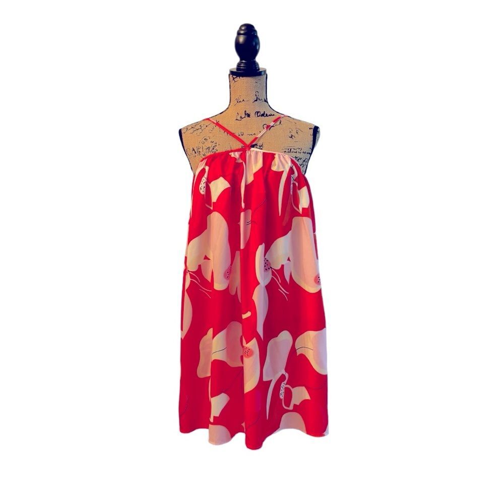SHEIN Red and White Tie Neck Sundress Size Large New without Tags